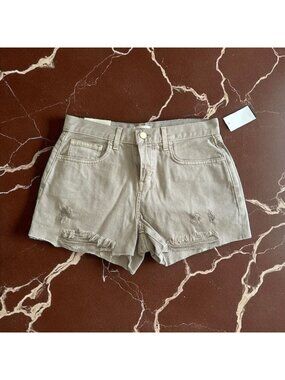L'AGENCE Audrey Beige Mid Rise Denim Shorts Size 26 NEW NWT